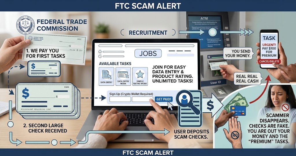 Online job scam involving fake task earnings and cryptocurrency payment requests